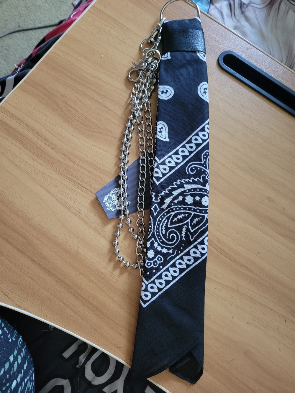 Hand Crafted Black and White Paisley Bandana Key & Card Holder